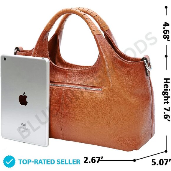 Genuine Leather Shoulder Bag Satchel Crossbody Hobo Tote Medium Size - Picture 3 of 4